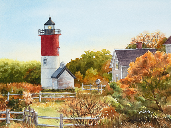 Nauset Lighthouse Cape Cod Watercolor