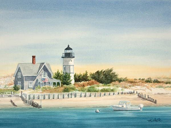 sandy neck lighthouse cape cod watercolor